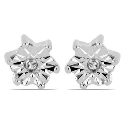BUY REAL WHITE DIAMOND GEMSTONE EARRINGS IN 925 SILVER 